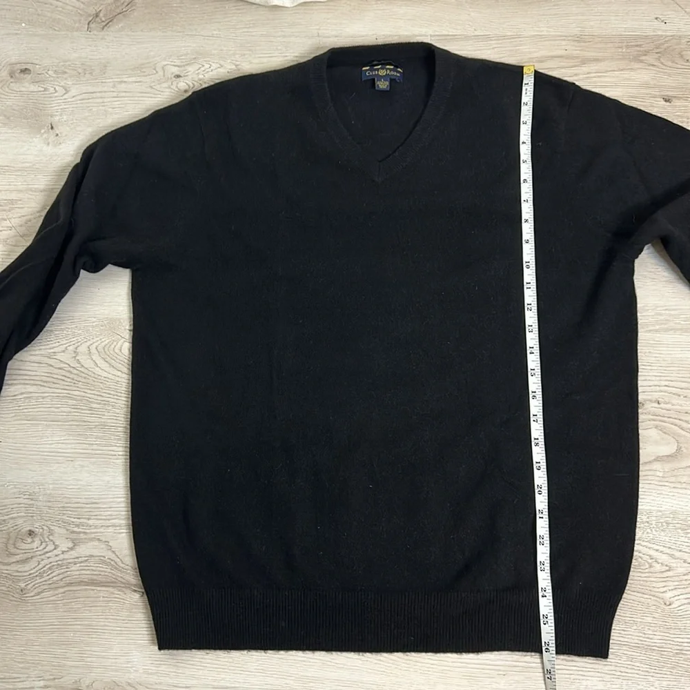 Club Room Mens Cashmere Sweater Black V Neck Pullover Size L Grandpa Academia‎